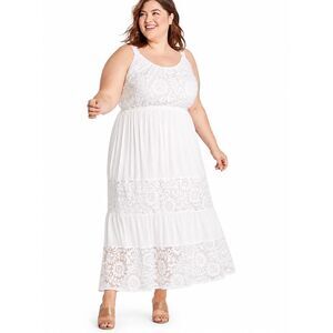 Lane Bryant White Lace Midi Dress Sleeveless Bridal Shower Plus Size 24
